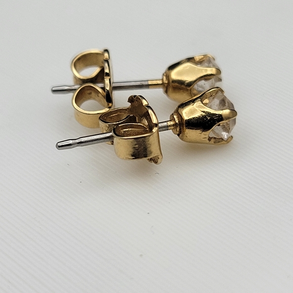 Avon Gold-Tone Stud Earrings with Champagne Stones - Women Jewelry - Picture 3 of 10